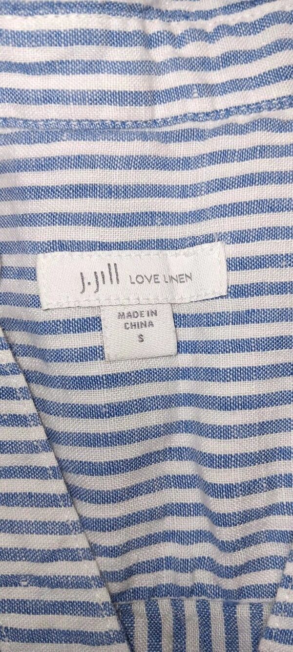J Jill Love Linen sleeveless Button Up Tunic Womens Size S Blue White Stripes - Picture 2 of 10